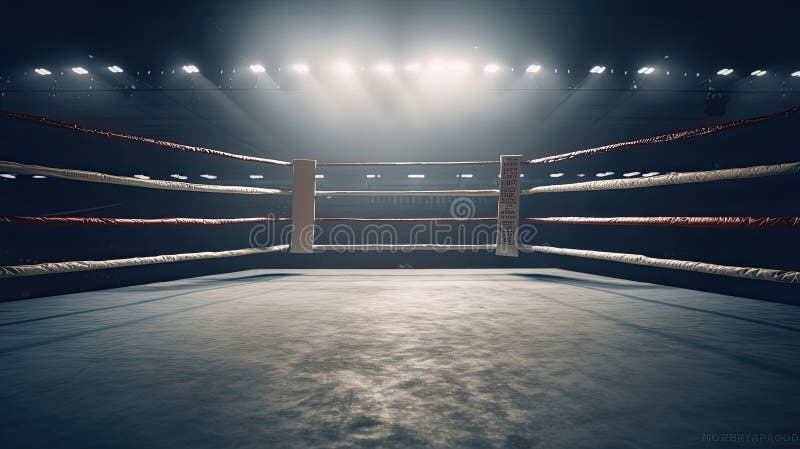 Boxing arena with blurred spectator and stadium light royalty free illustration
