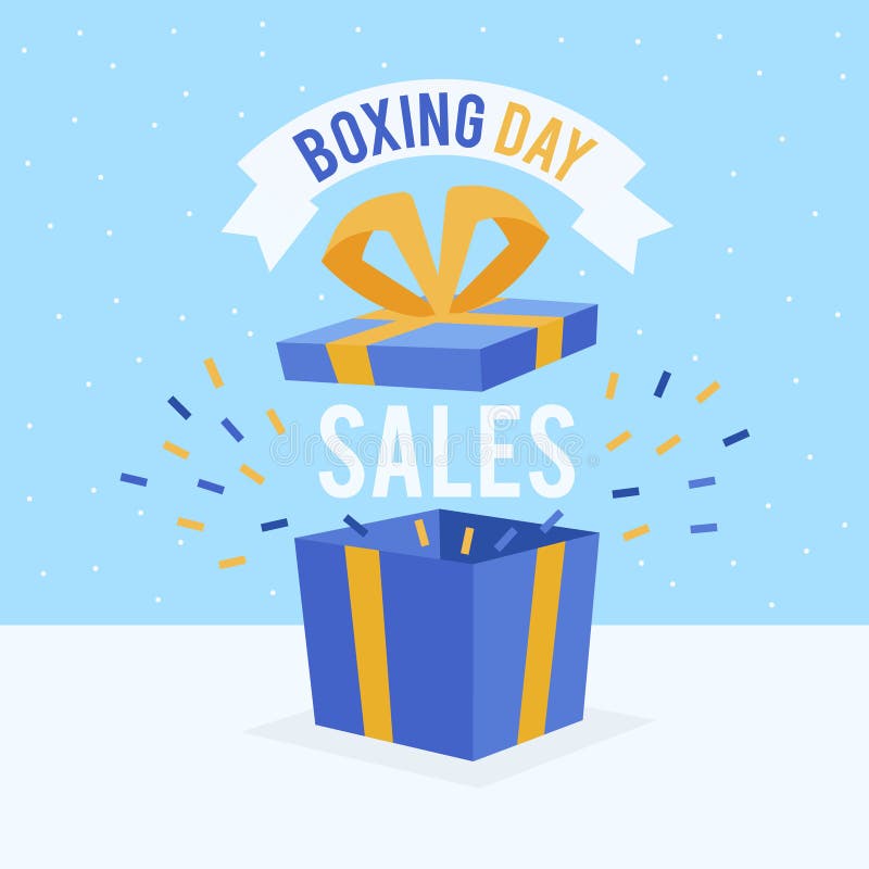 Happy Boxing day sale design with gift boxes, shopping holiday big savings.