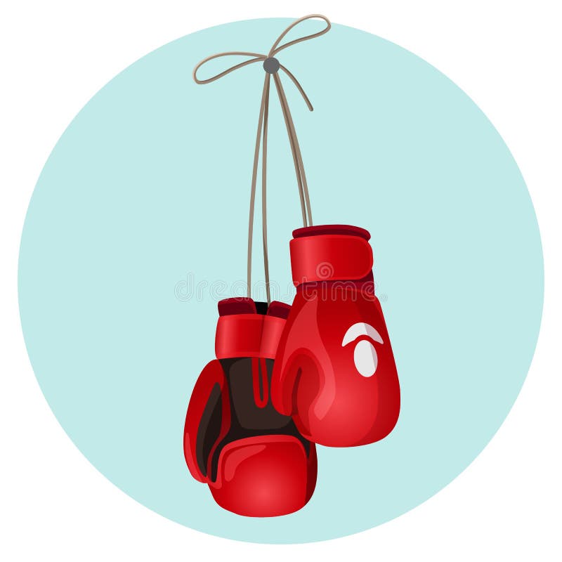 Boxing leather gloves in red and black color vector illustration