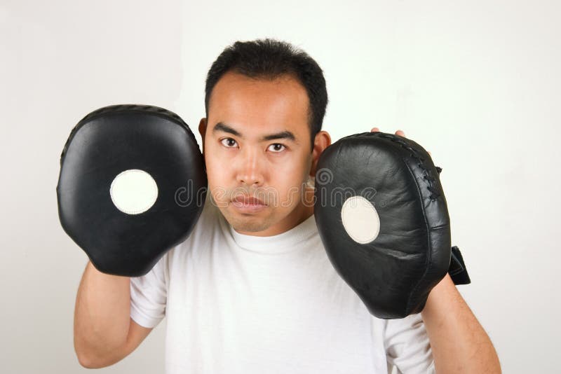 Boxing Trainer 1 stock image. Image of cross, latin, martial 557947