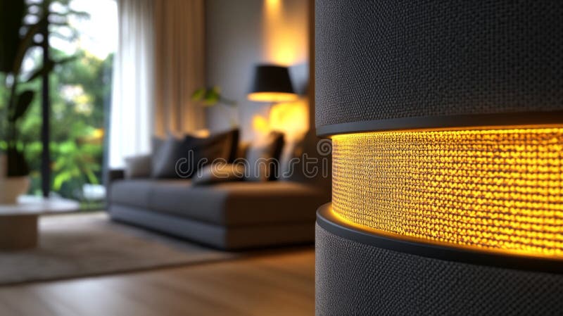 Boxă Modernă Iluminată În Sufragerie Elegantă stock illustration