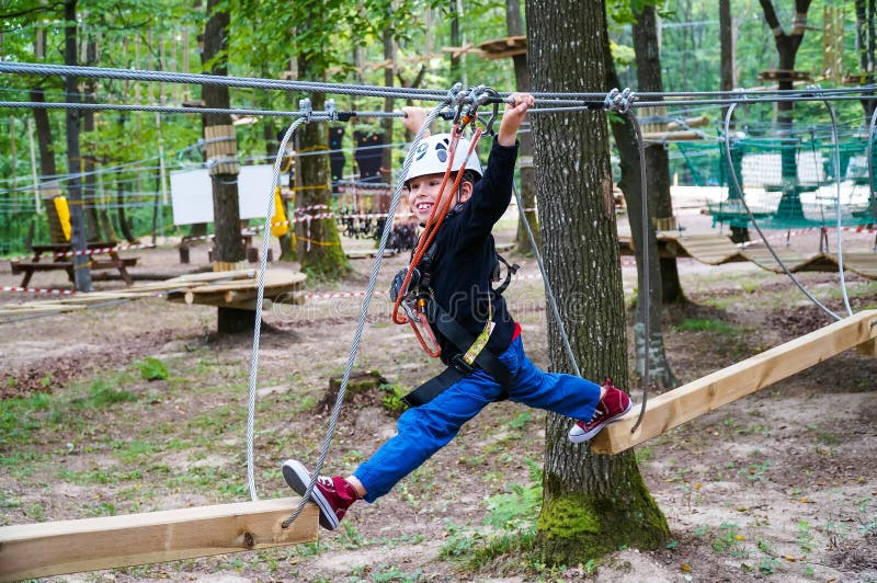 Boy in adventure park stock photography