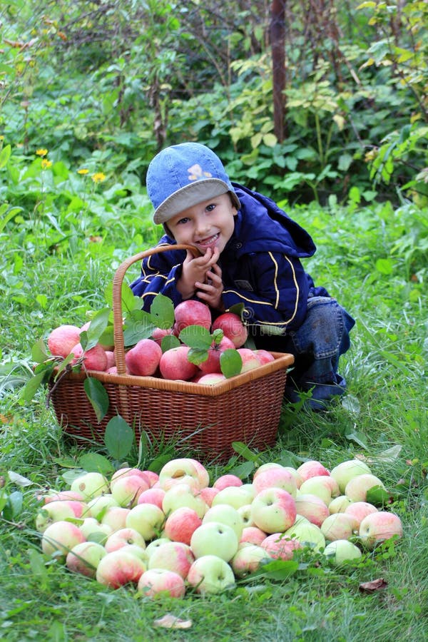 Boy with apples