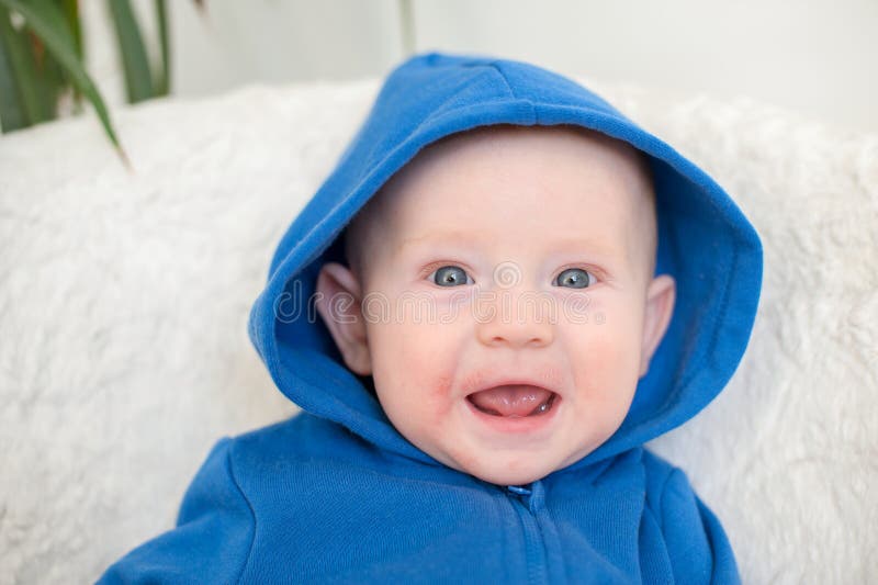 Boy with atopic dermatitis smiles