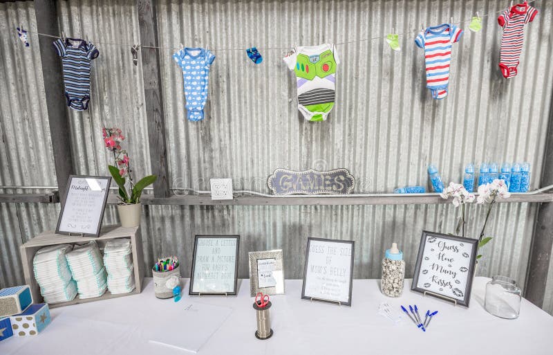 Boy Baby Shower Decorations Stock Photo Image of backdrop, arrival