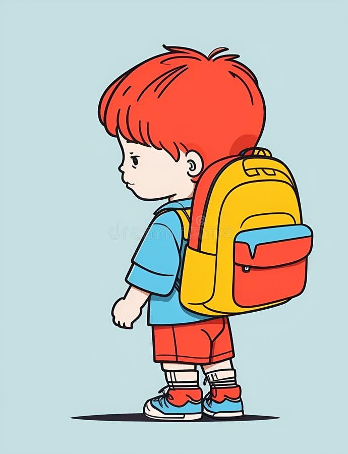 Cartoon boy with school bag Stock Vector by ©clairev 5204508