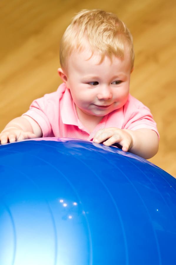 Boy with ball stock image. Image of rubber, infant, pilates 15955485