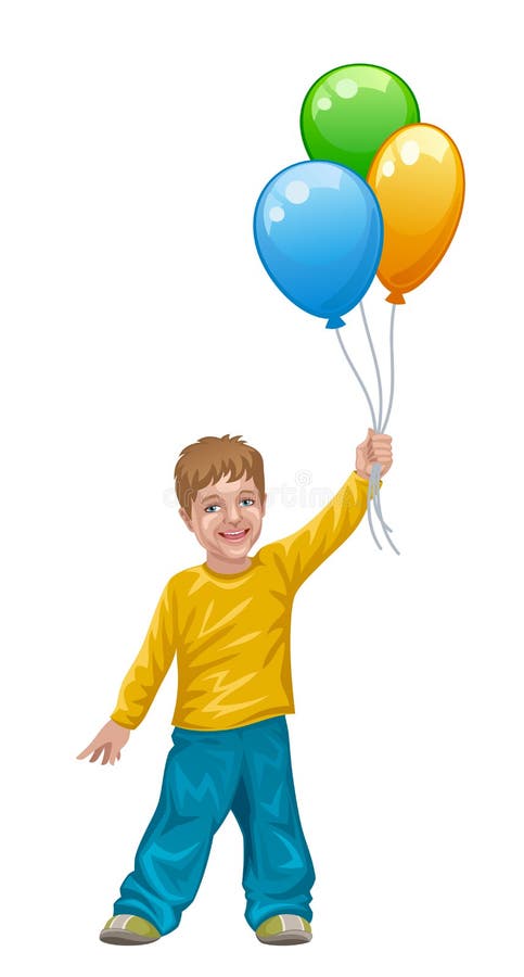 Boy with balloon stock illustration