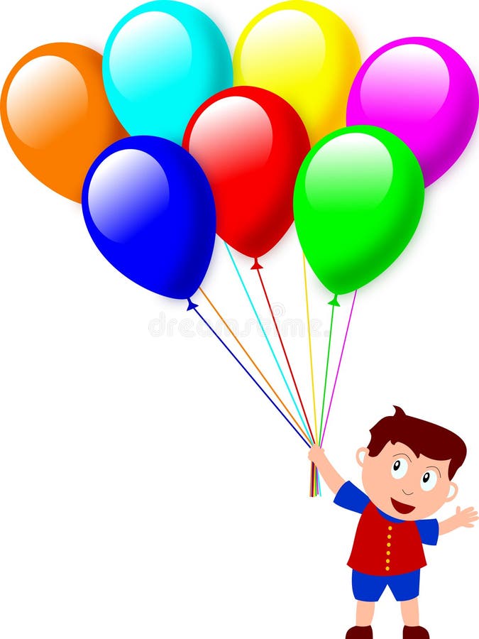 Boy and Balloons stock illustration. Illustration of birthday 5522455