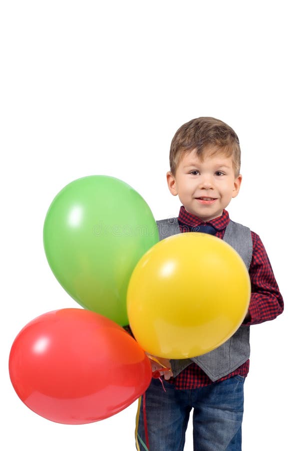 Boy with balloons stock photo. Image of color, happy - 68059496