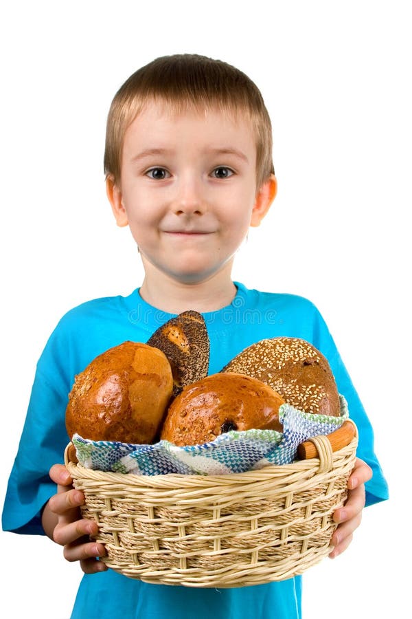 Boy with a basket of bread