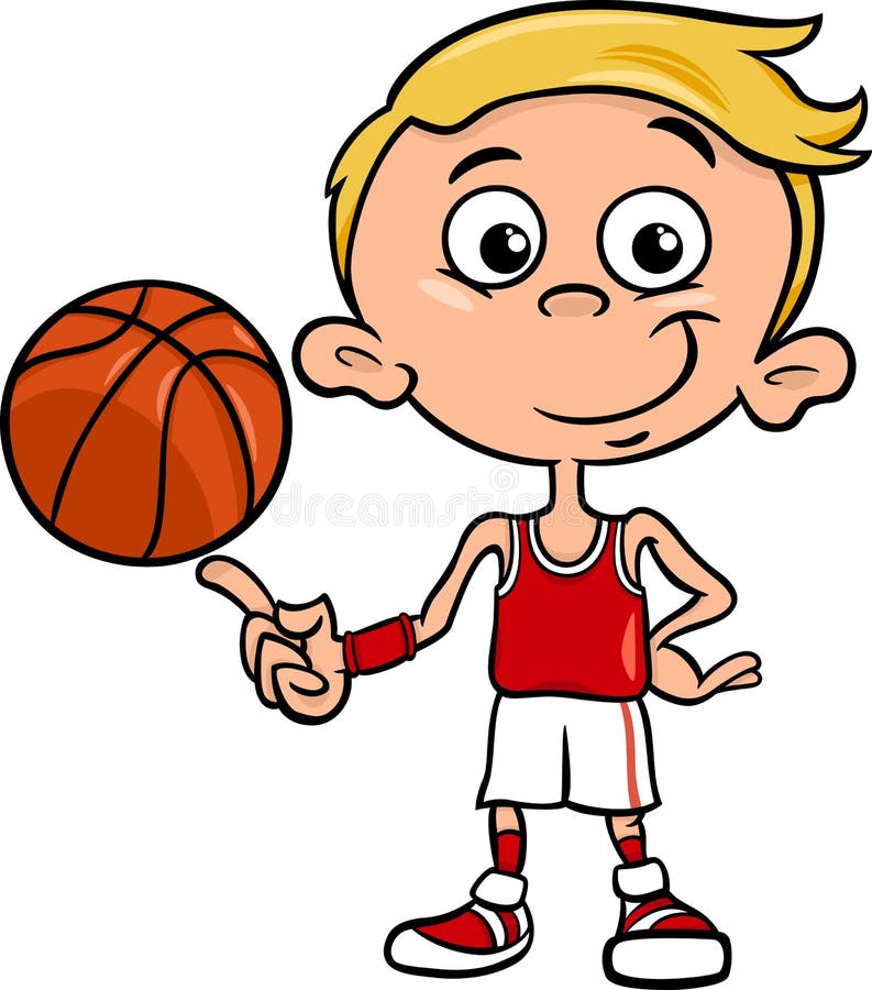 Boy Basketball Player Cartoon Illustration Stock Vector - Illustration