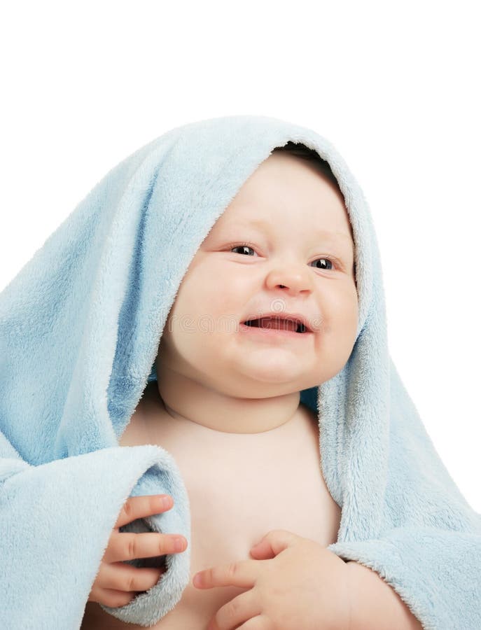 The boy after bathing stock image. Image of purity, blue - 12348999