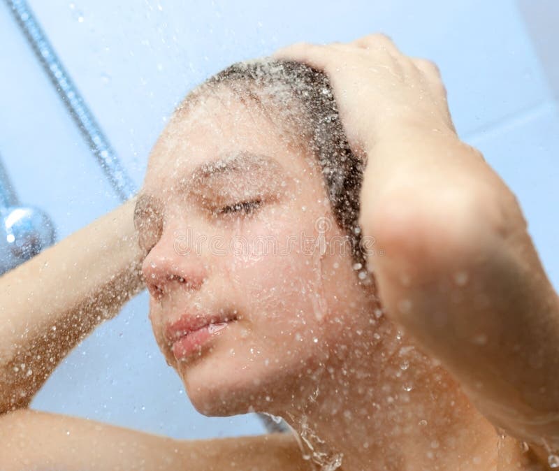 Boy Bathing Under A Shower Stock Photo Image Of Toned 14869826