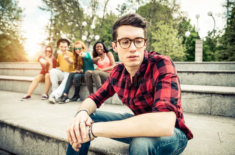Boy being bullied in school royalty free stock photos Boy being bullied in school royalty free stock photos