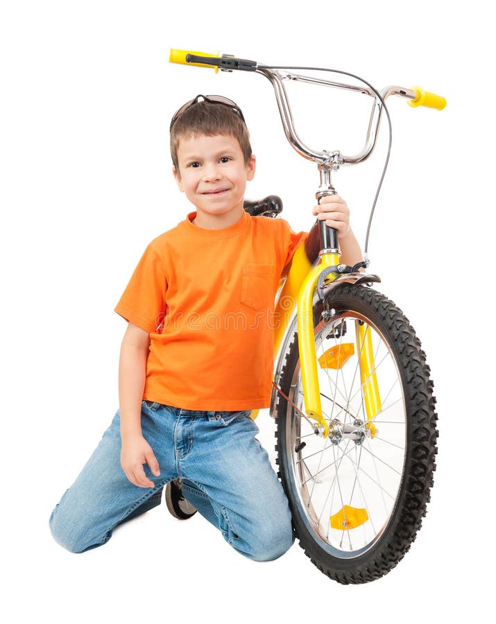 Boy on bicycle isolated stock photo. Image of cycling 35718068
