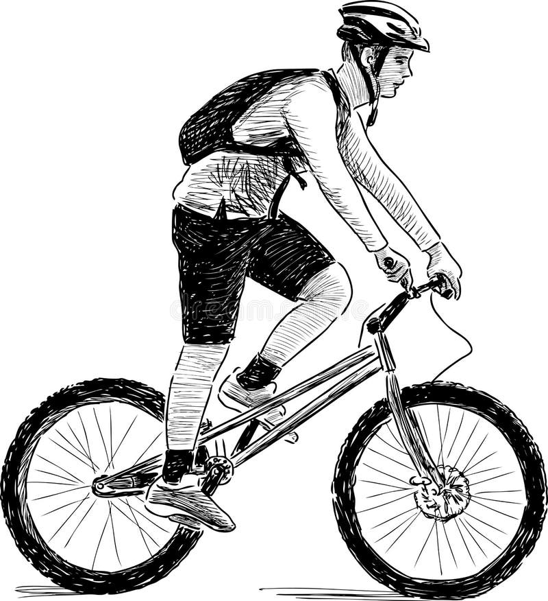 Vector drawing of a teen riding a bike.