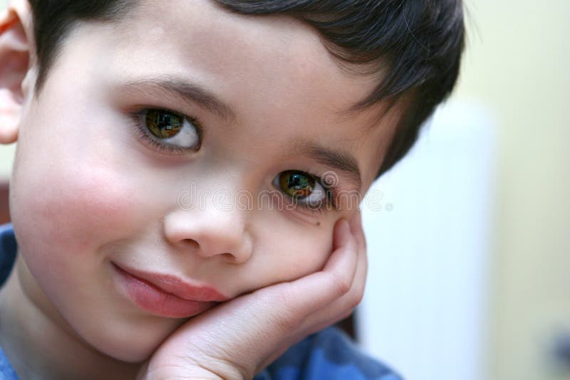 Boy with big brown eyes stock image. Image of focus, grow 3354263