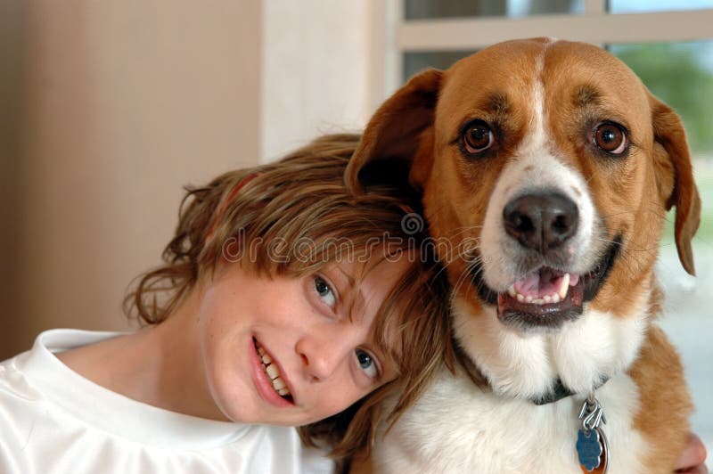 Boy and big dog