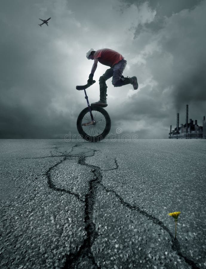 Boy on a bike stock image. Image of climate, factory, environment 2334423