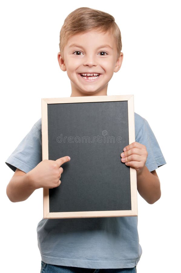 Boy with blackboard