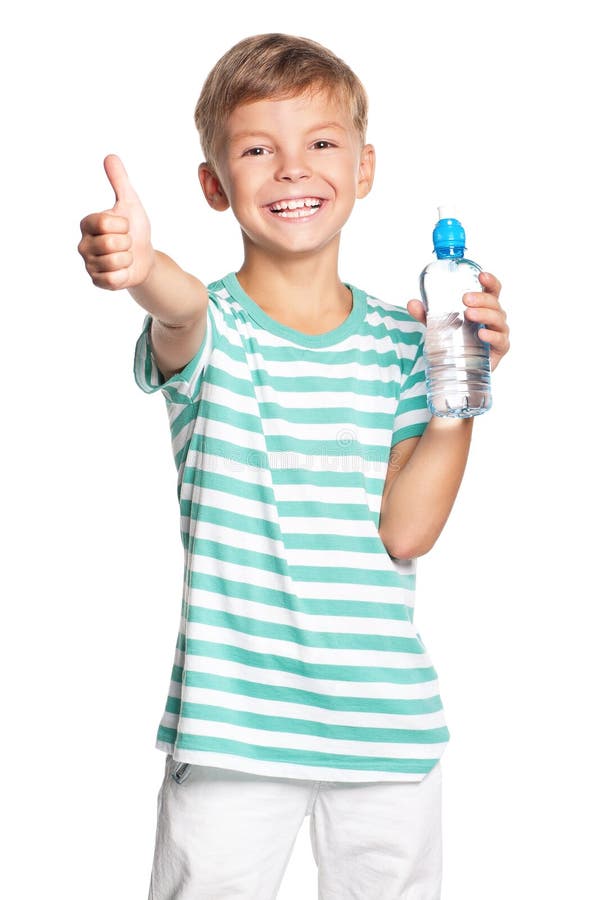 Boy with bottle of water stock image. Image of male, pure 29398207