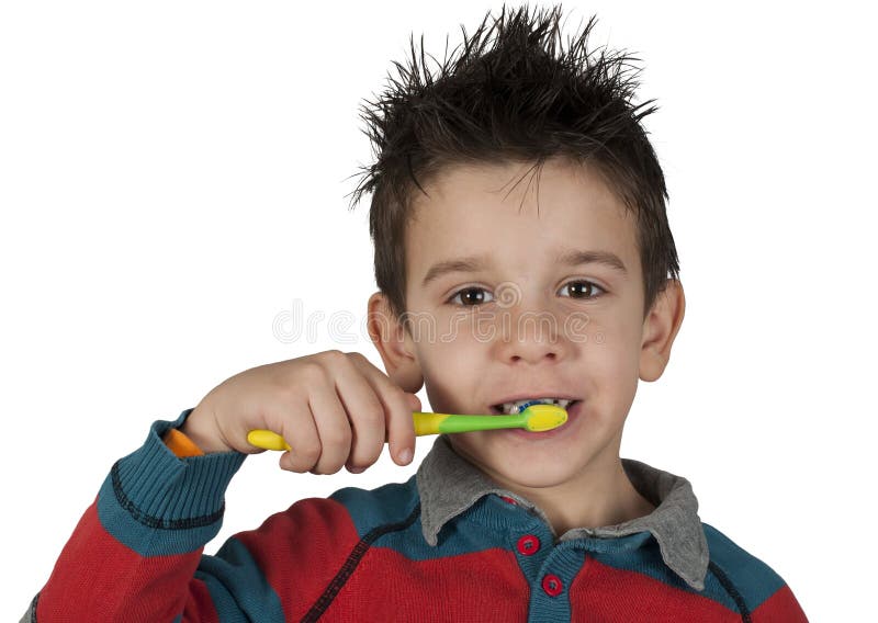 Boy brushing his teeth stock image. Image of hygiene 27876717