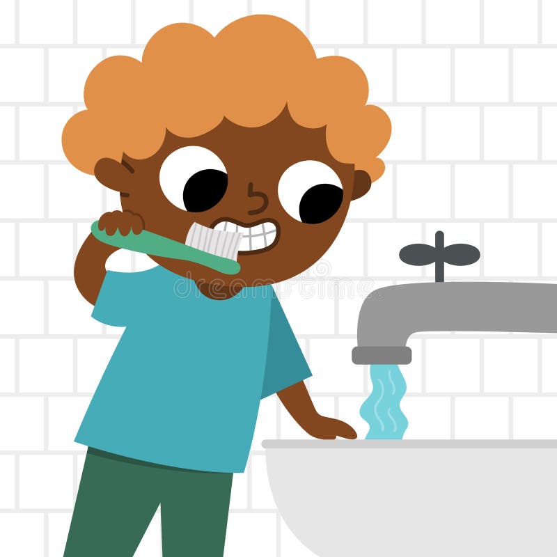 Boy brushing teeth icon. stock vector. Illustration of child - 249173326