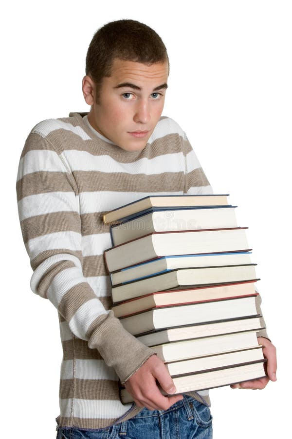 Boy Carrying Books Stock Photo Image Of Book Isolated 5087260