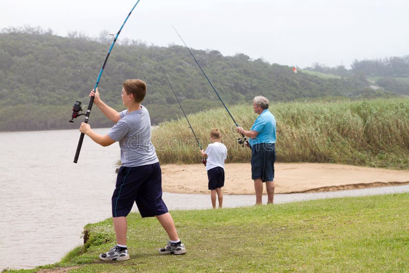 Boy casting fishing rod stock image. Image of casting 22164485