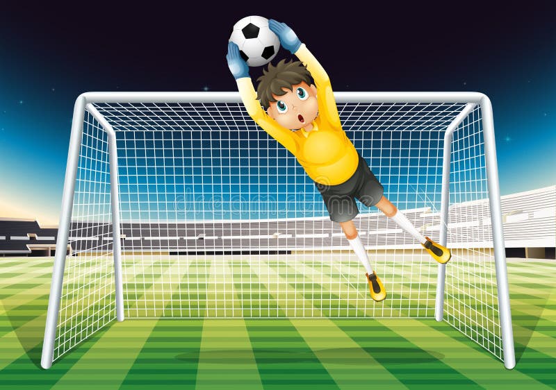 A Boy Catching the Soccer Ball Stock Illustration Illustration of