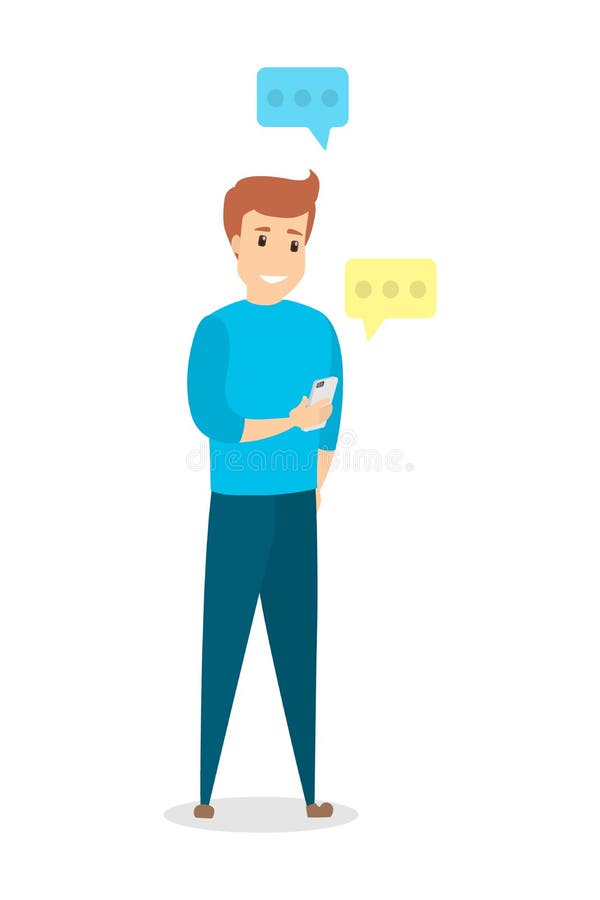 Boy Chatting On The Mobile Phone Stock Vector Illustration Of