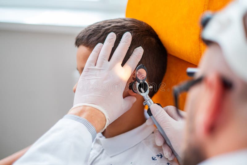 Boy at check-up at otolaryngologist