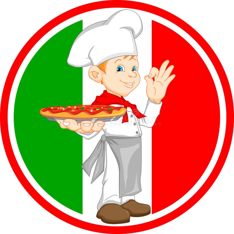 Boy Chef Cartoon Holding Pizza Stock Vector Illustration Of Cooking 12D