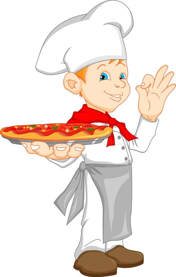 Boy Chef Cartoon Holding Pizza Stock Vector Illustration Of Cooking 12D