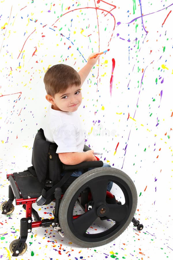 Boy Child Painting Wheelchair Disability