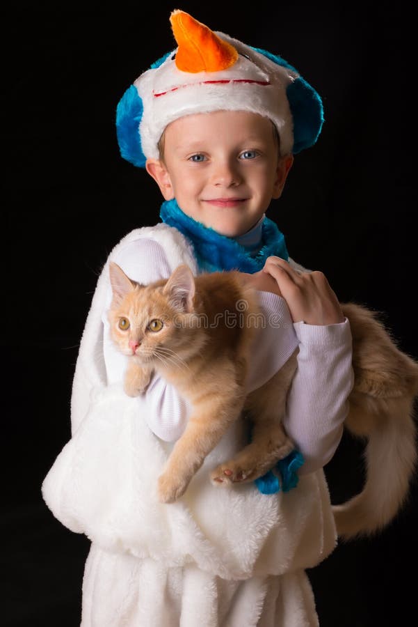 Boy Christmas Costume Snowman Stock Photo Image of white, happiness 62600650