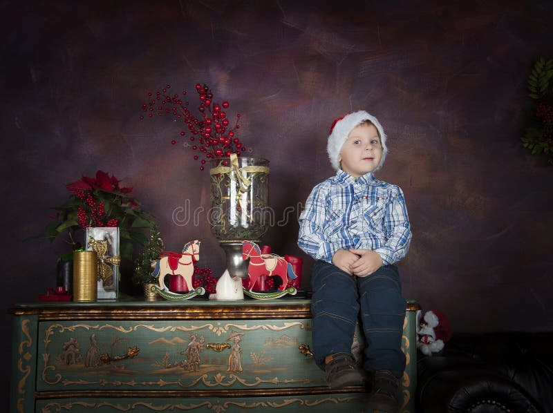 Boy In Christmas Stock Photo Image Of Boys Year Chest 46473040