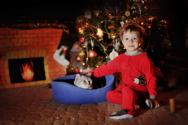 Boy and a Christmas tree