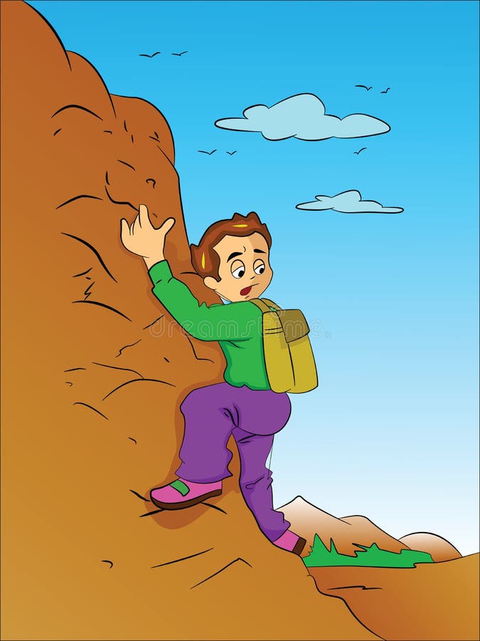 Boy Climbing a Mountain, Illustration Stock Illustration Illustration of athlete, climb 27976848