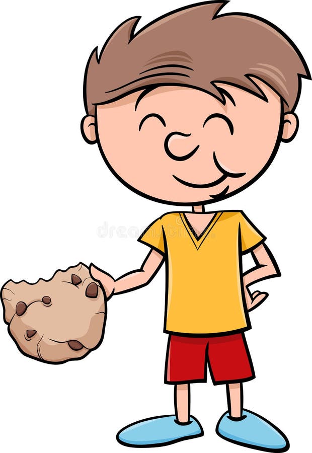 Boy with cookie cartoon stock vector. Illustration of crisp 49806398
