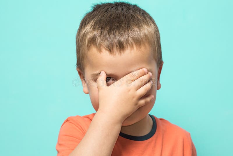 Funny Child Covering His Eyes Stock Image Image of kids, caucasian 7745033