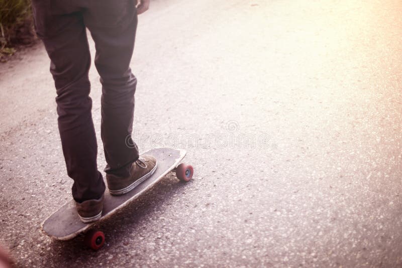 Boy Cruising on a Longboard Stock Image Image of sport, skater 53751777