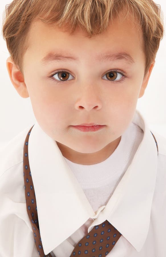 Boy in Dad's Shirt and Tie stock photography Boy in Dad's Shirt and Tie stock photography