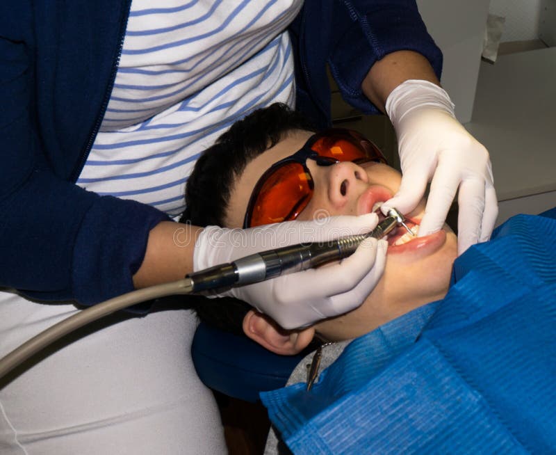 Autistic boy in dental treatment. brace. health care stock photos Autistic boy in dental treatment. brace. health care stock photos