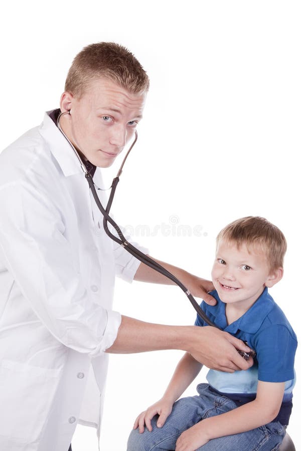 Boy and doctor stethoscope