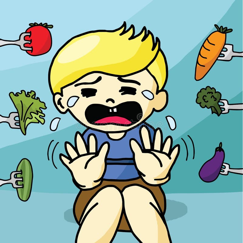 The Boy Does Not Like Healthy Food Stock Vector Illustration of