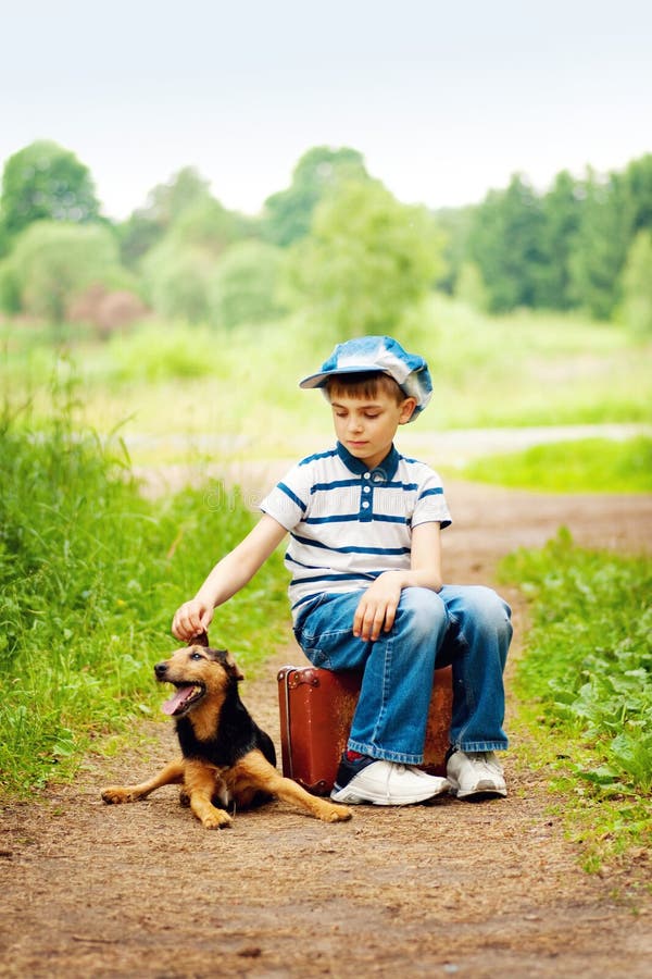 Boy and dog stock photo. Image of life, nature, cute 14907892