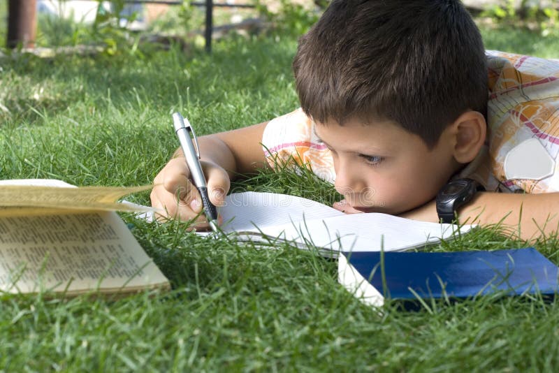 Boy doing home work