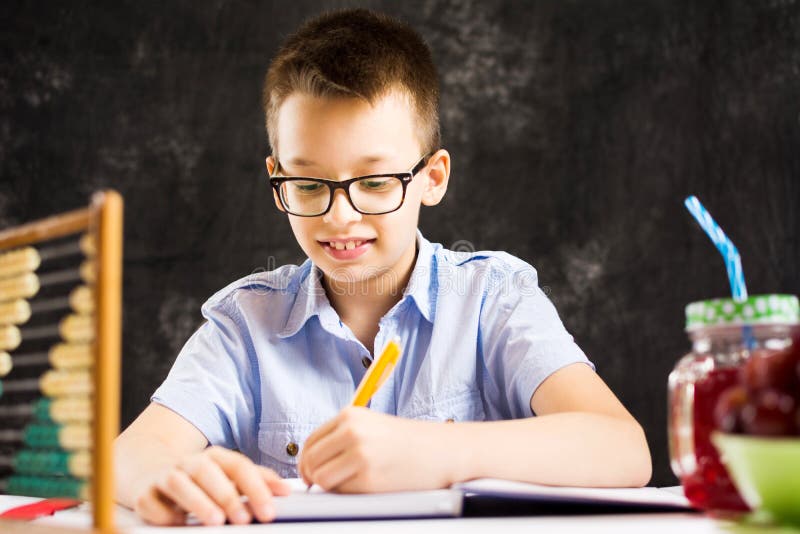 boy doing math homework